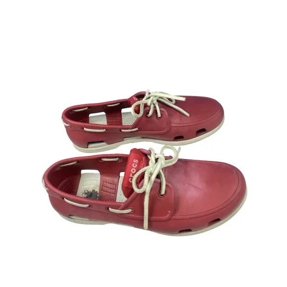 Crocs Top Sider Slip on Boat Shoes Men's 8 Non Marking, Red - Picture 6 of 9